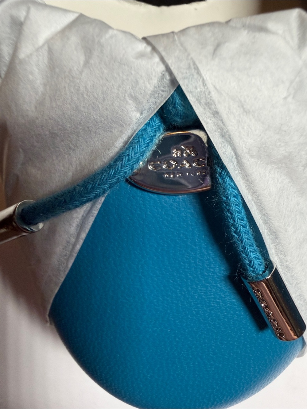 COACH Lara Silk Nappa Ballet Flats Peacock Blue Leather Bow Logo Womens Size 9 - Picture 5 of 9